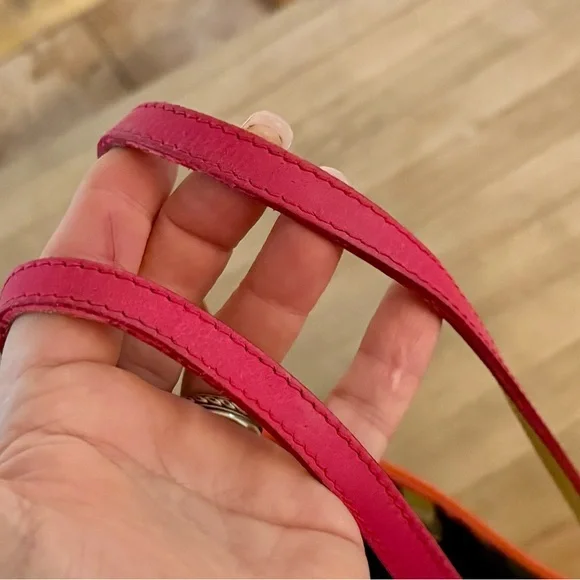 Etro Milano Brown Paisley Medium Shopper Tote Bag with Neon Trim & Straps - Picture 7 of 14